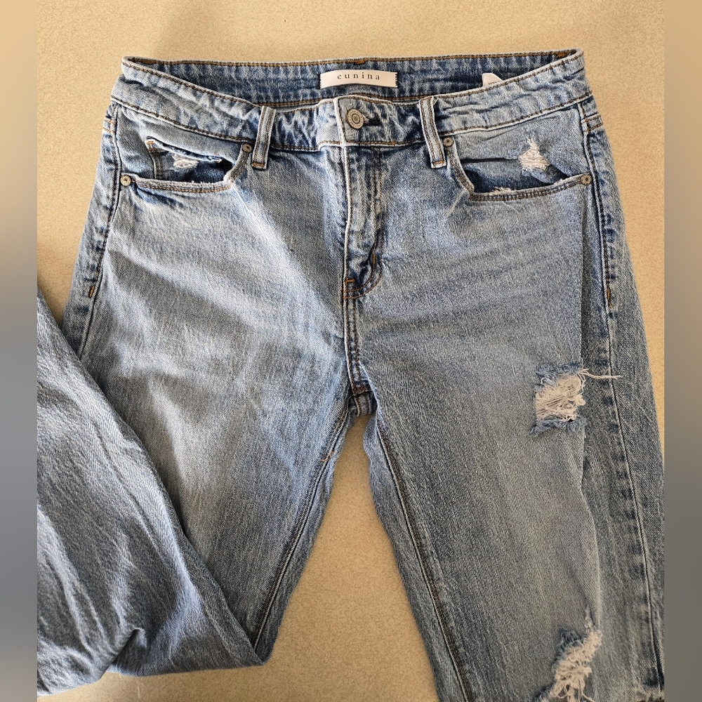 Eunina Light Blue Distressed Boyfriend Jeans